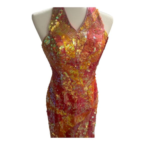 Vintage sequin beaded silk dress sz 6 - Picture 4 of 8